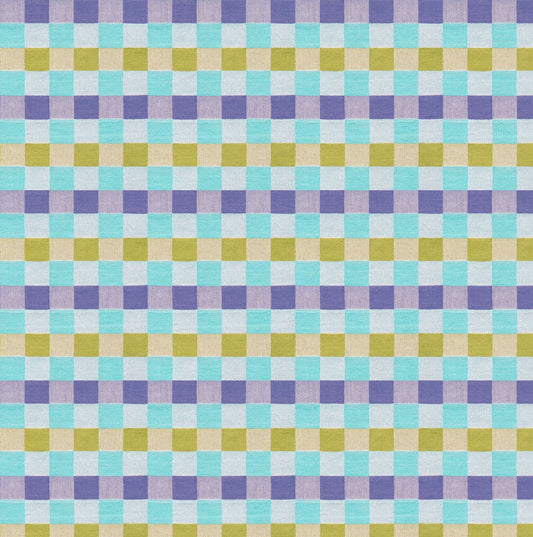 Checkered pattern with blue, green, and purple squares