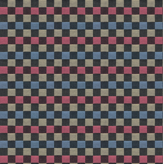 Checkered fabric pattern with pink, blue, and gray squares