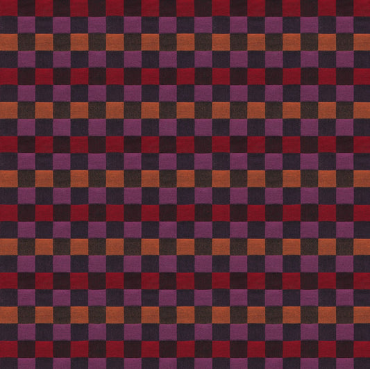 Checkered pattern with purple, red, and orange squares