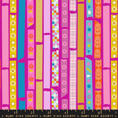 Washi Plus fabric in berry by Rashida Coleman Hale for Ruby Star Society - 100% cotton quilting fabric featuring decorative washi tape inspired print