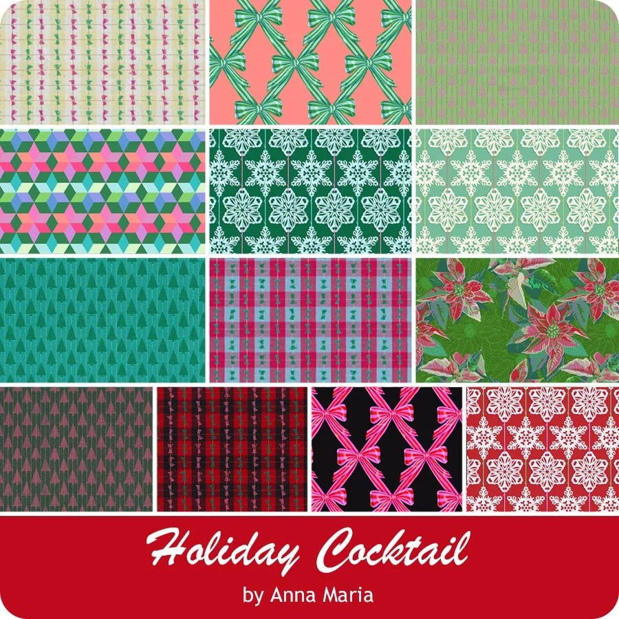 Holiday Cocktail Bundle by Anna Maria Textiles for Northcott — Half Yard Bundle – 13 SKUs