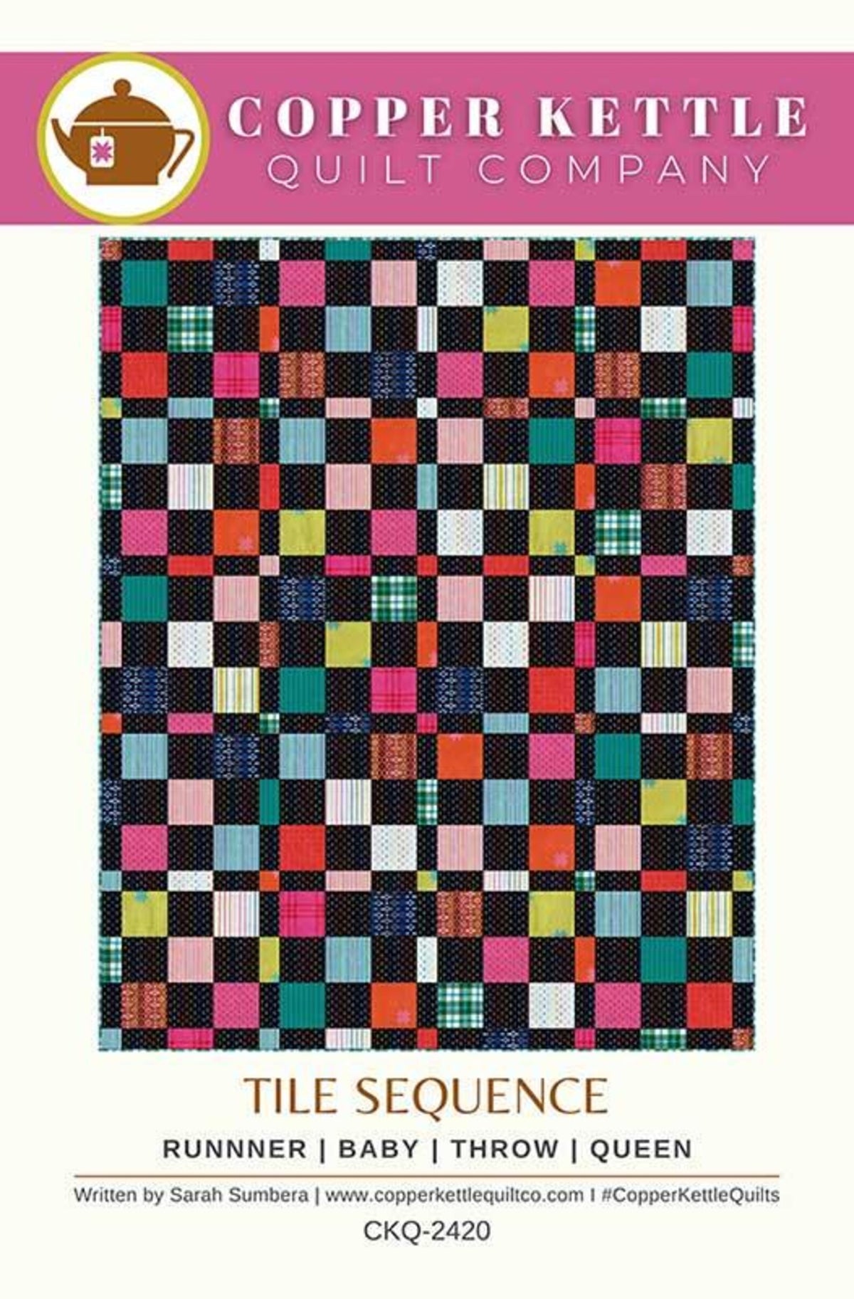 Tile Sequence quilt pattern by Copper Kettle Quilt Company, showing the finished quilt design
