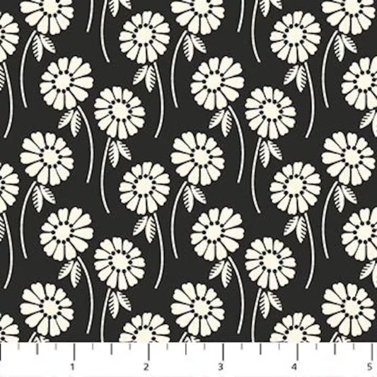 Pop Sugar Upsy Daisy fabric in licorice by Heather Bailey for Figo Fabrics - 100% cotton quilting fabric 43/44 inches wide