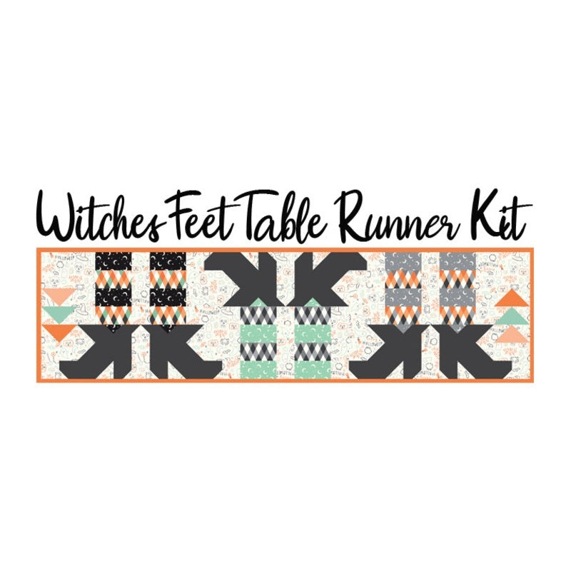Witches Feet Table Runner Kit — Frank and Friends by My Mind's Eye for Riley Blake, Halloween quilting cotton fabrics
